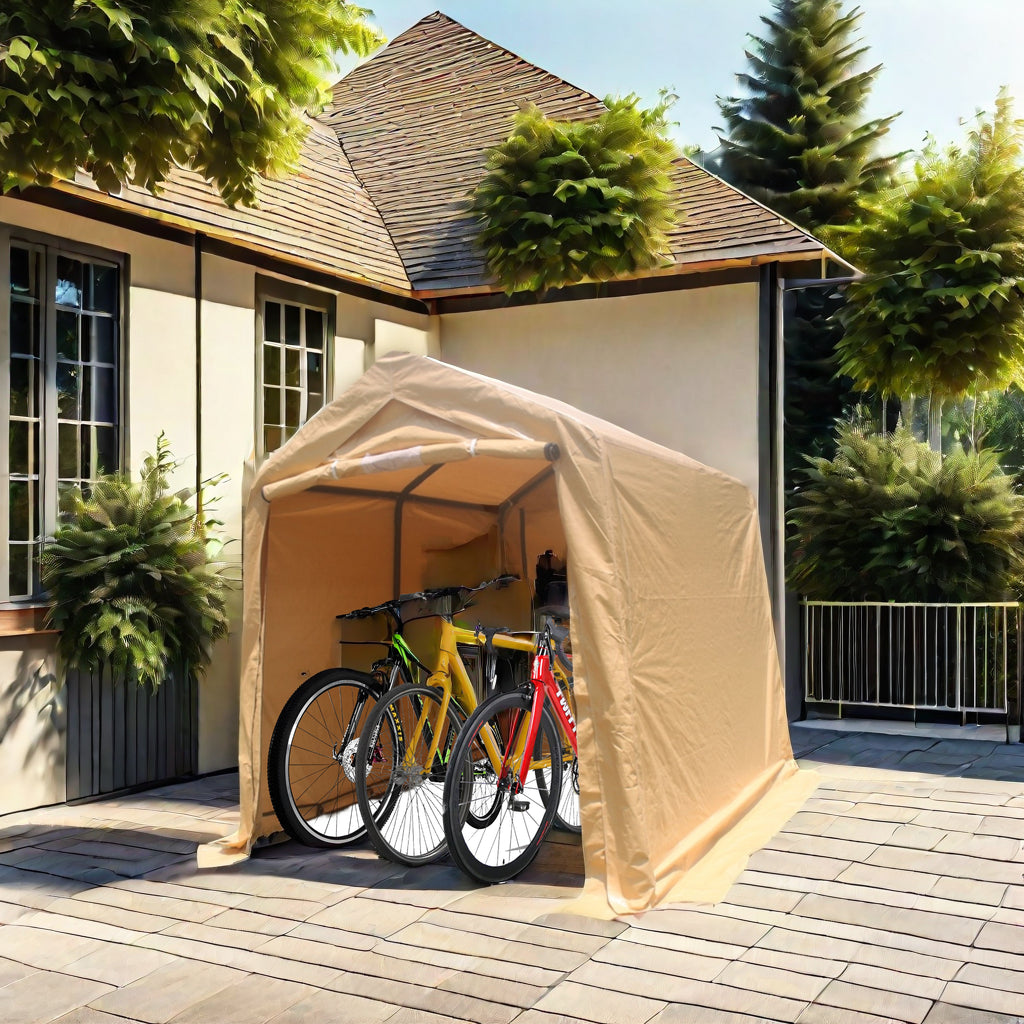 Portable Outdoor Storage Shelter 7x8 ft with Zipper Doors