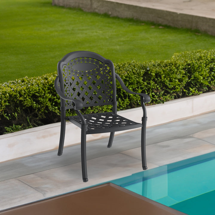 Cast Aluminum Patio Dining Set with Cushions, 5 Pieces