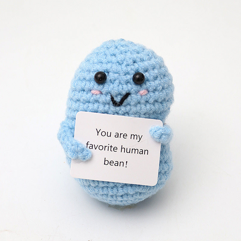 Crocheted Encouragement Doll for Cheerful Desk Decor