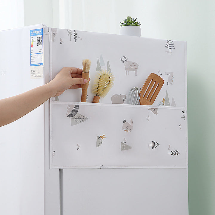 Refrigerator Top Dust Cover with Kitchen Storage Pocket