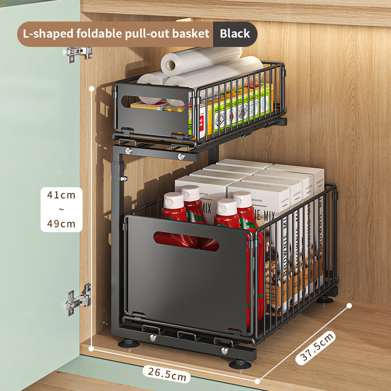 Two-Tier Pull-Out Under-Sink Organizer with Slide Basket
