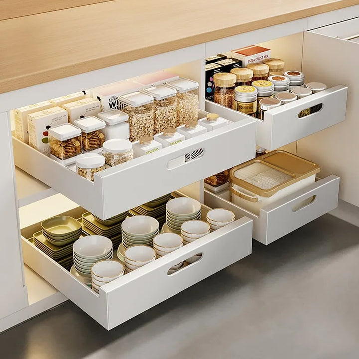 Pull-Out Kitchen Cabinet Drawer Dish Rack Organizer