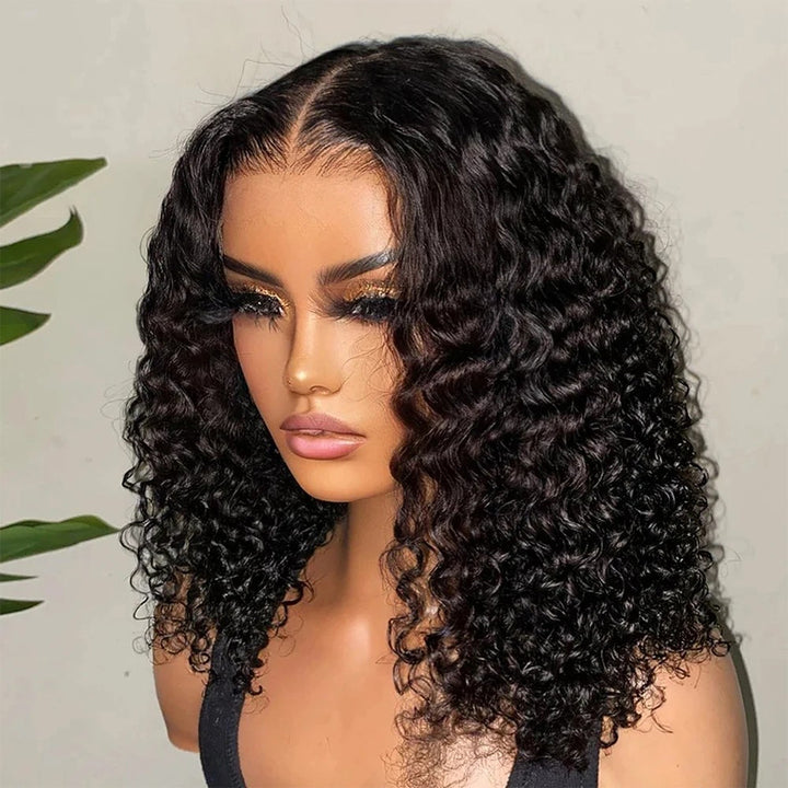 13x4 Lace Front Bob Wig With Deep-Curly Human Hair