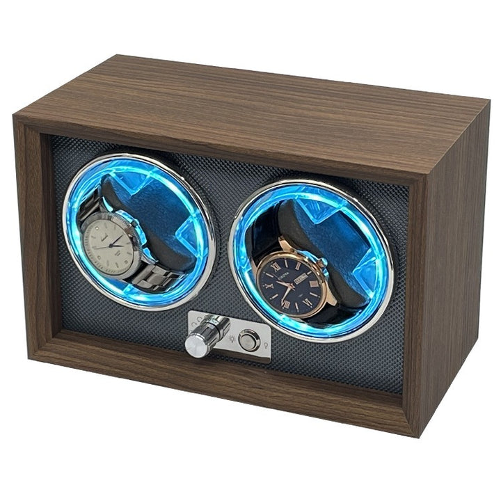 Quiet Walnut Watch Winder Box for Two Automatic Watches