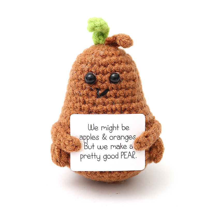 Crocheted Encouragement Doll for Cheerful Desk Decor