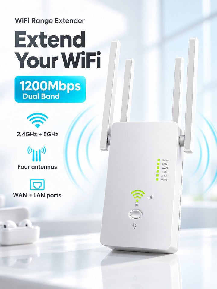 5GHz WiFi Extender 1200Mbps Dual Band Range Booster