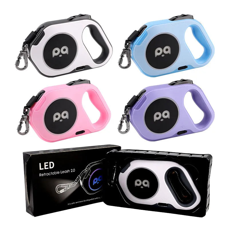 5M Retractable Dog Leash With LED Night Visibility