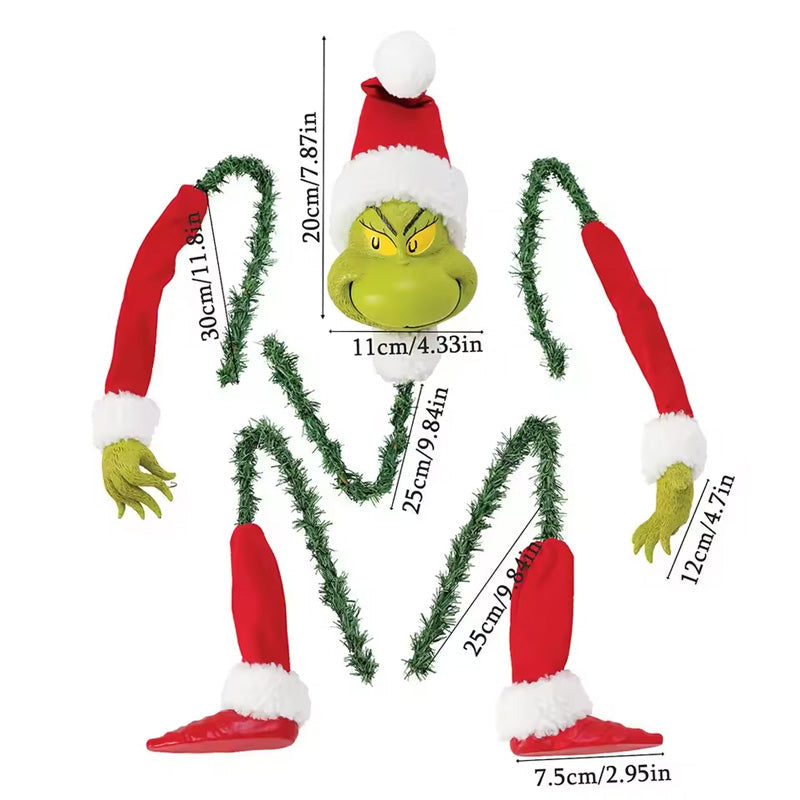 Grinch Elf Body Ornaments, 5-Piece Christmas Tree Decor