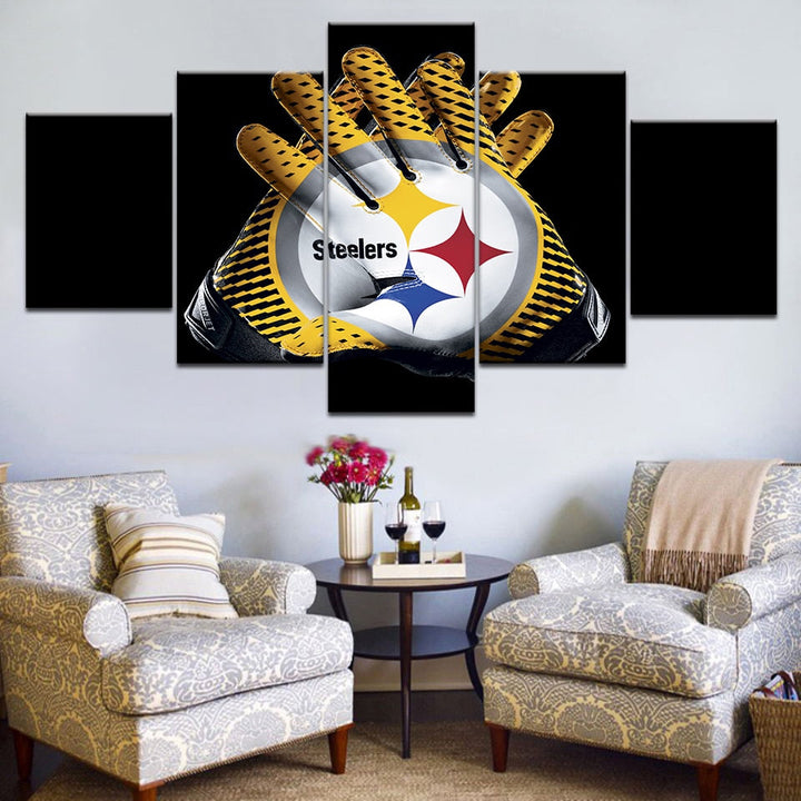 5-Piece Steelers Football Canvas Wall Art Focal Point
