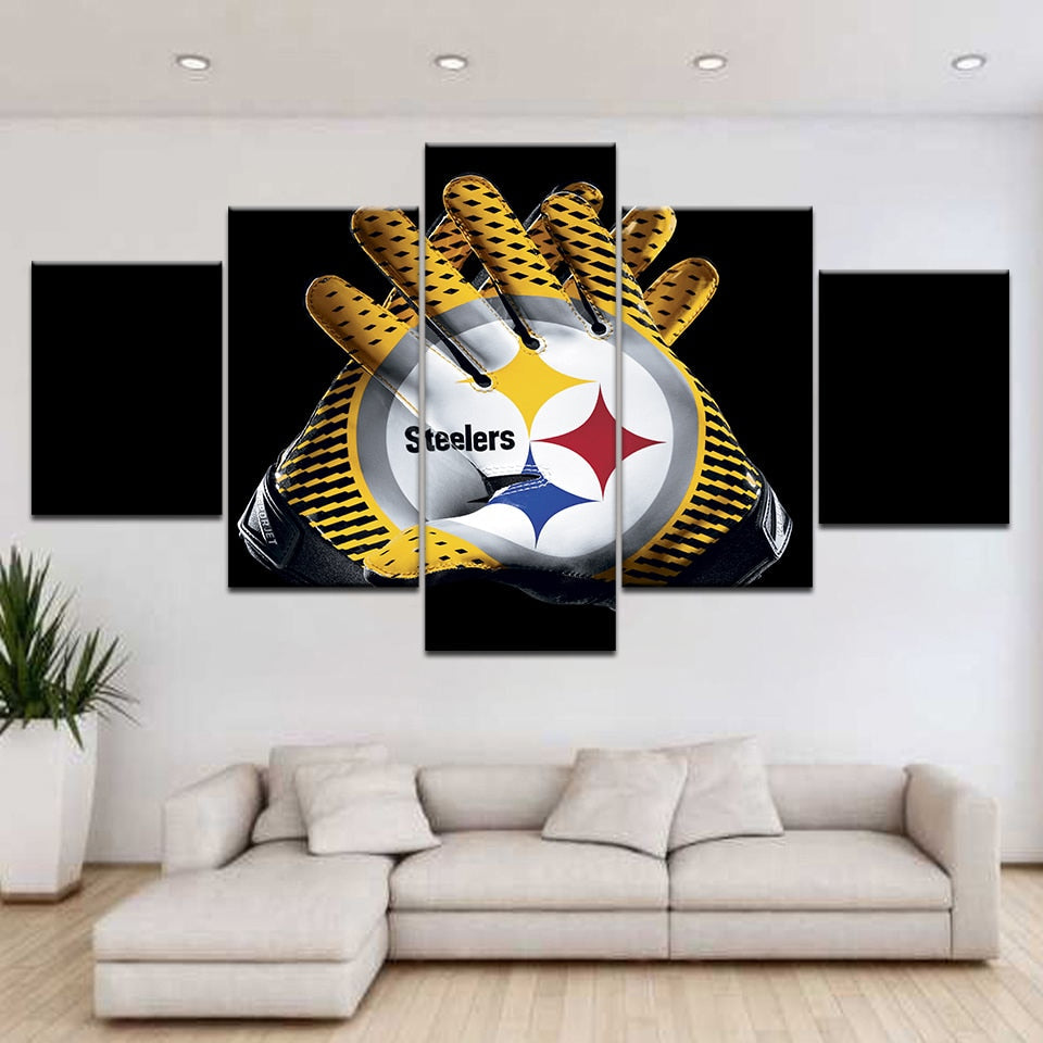 5-Piece Steelers Football Canvas Wall Art Focal Point
