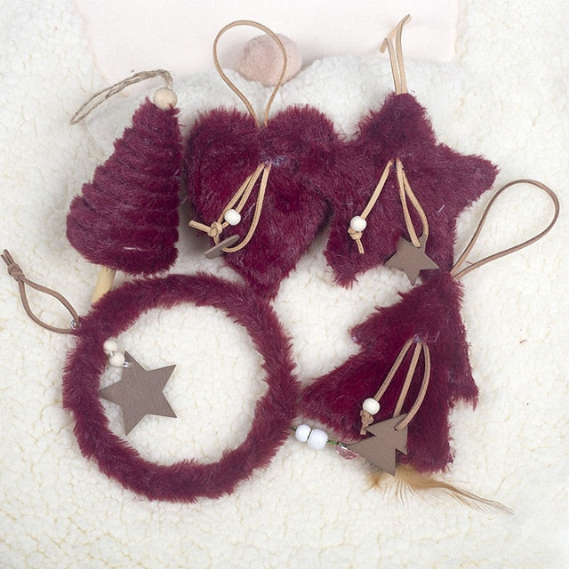 Plush Christmas Ornaments for a Cozy Pastel Tree Set