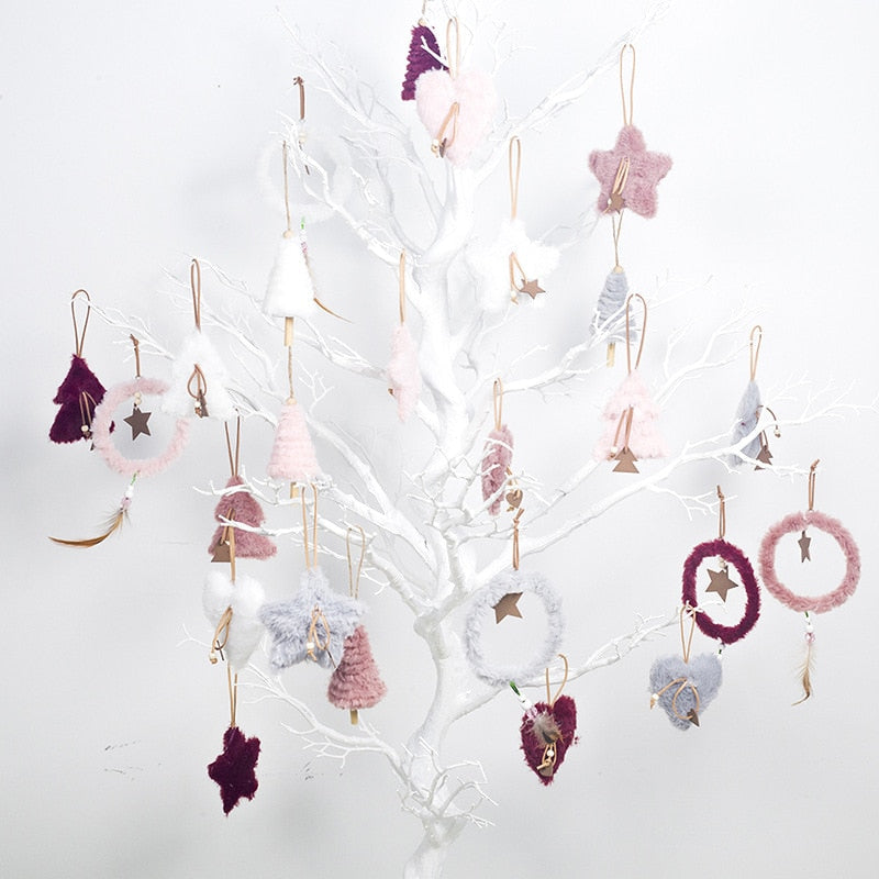 Plush Christmas Ornaments for a Cozy Pastel Tree Set