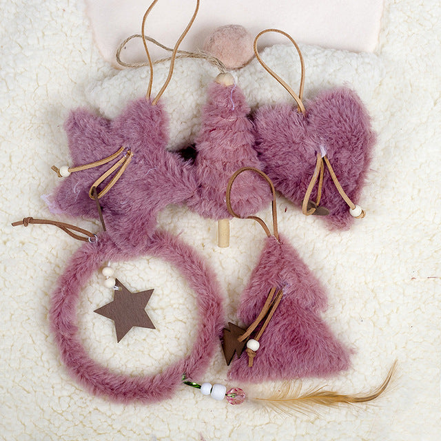 Plush Christmas Ornaments for a Cozy Pastel Tree Set