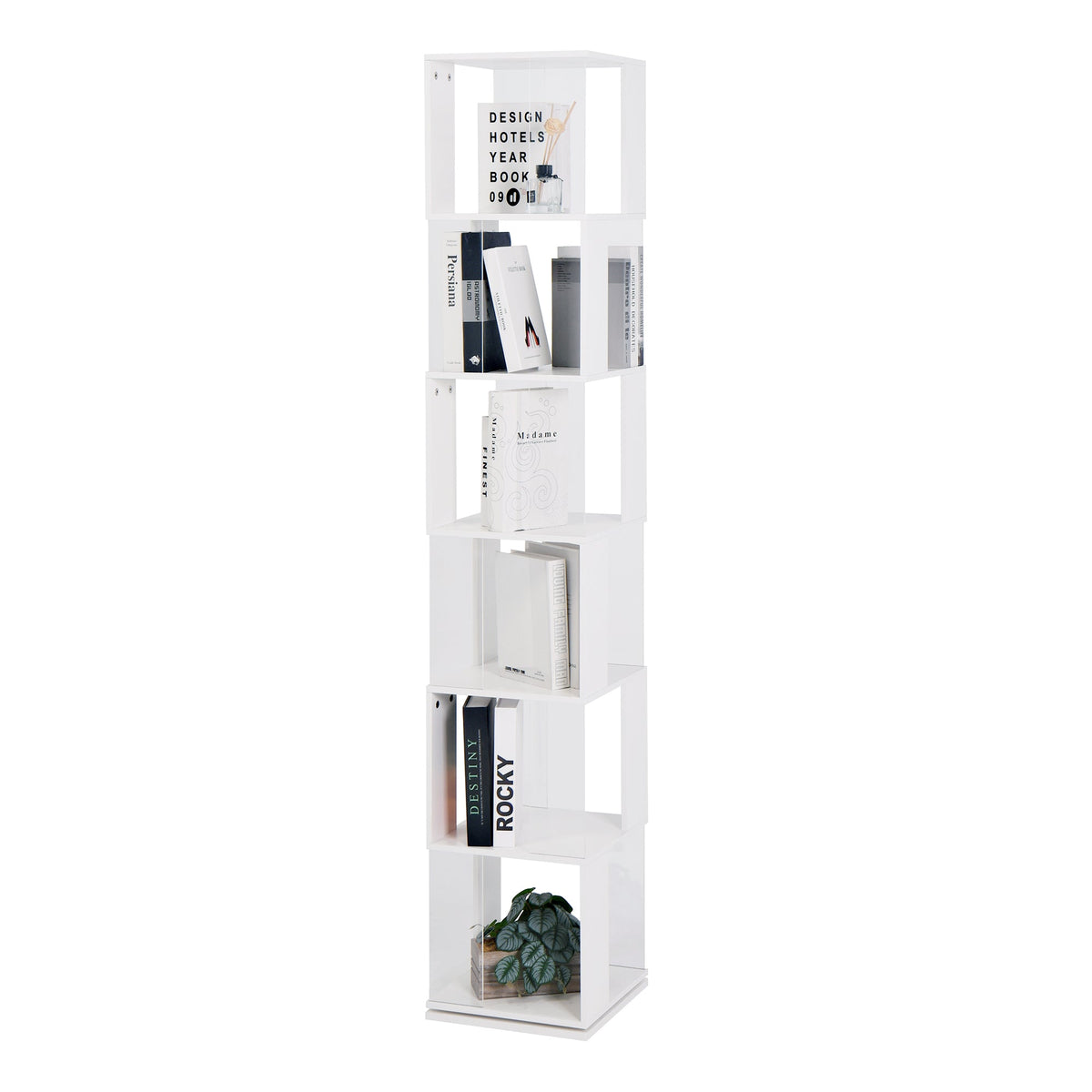 Rotating 6-Tier Bookshelf for Small Rooms and Study Desks