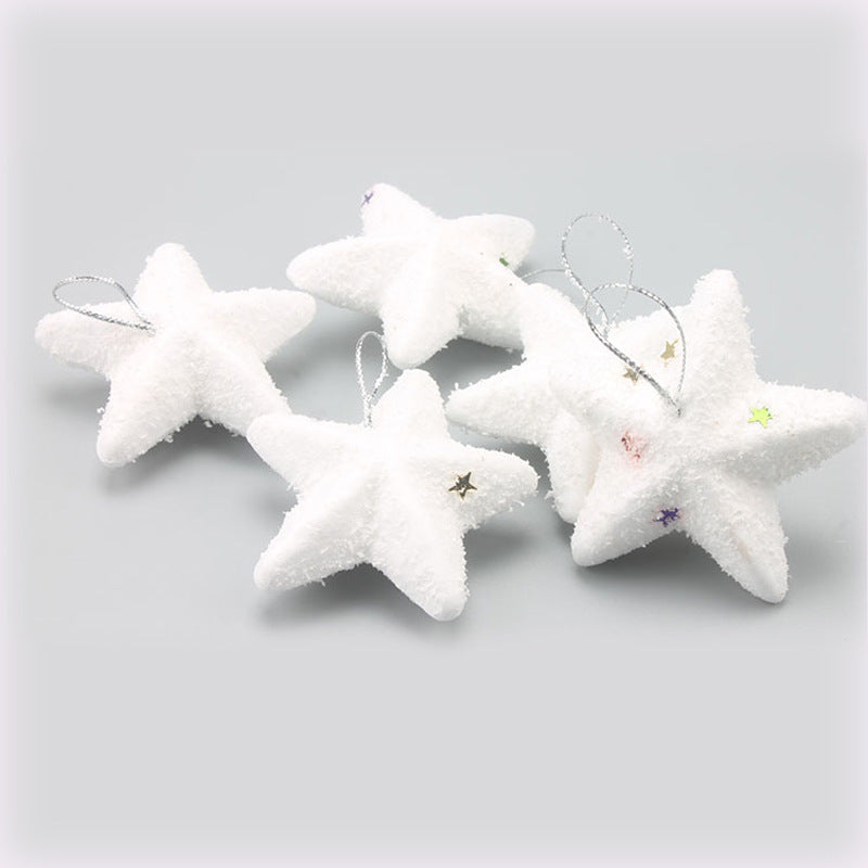 White Star Christmas Tree Ornaments, Set of 6 Pieces