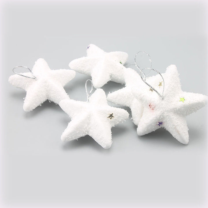 White Star Christmas Tree Ornaments, Set of 6 Pieces