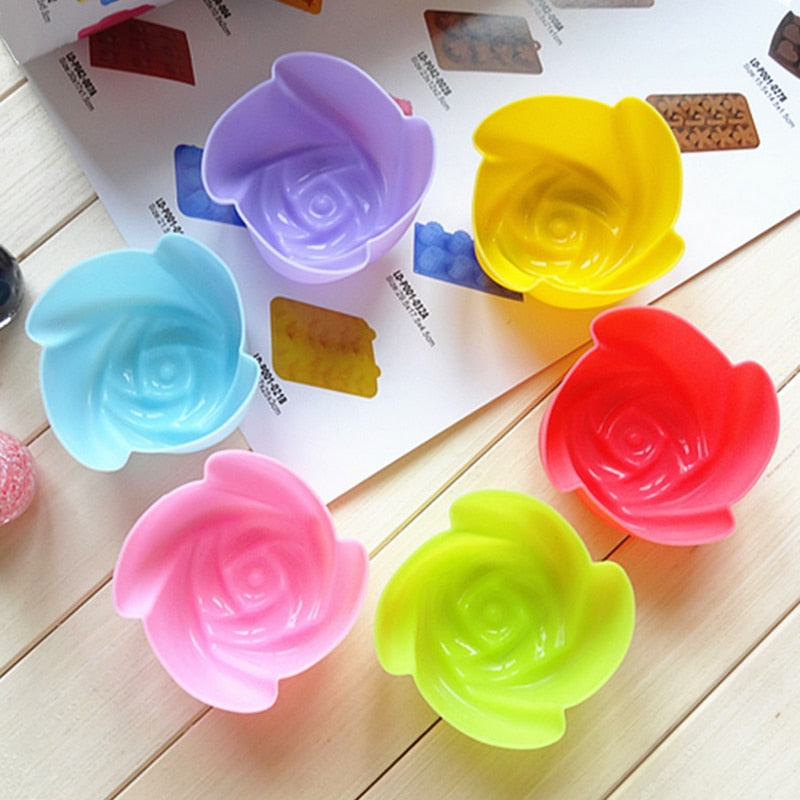 Silicone Rose Cake Mold Set of 6 for Cupcakes and Jelly