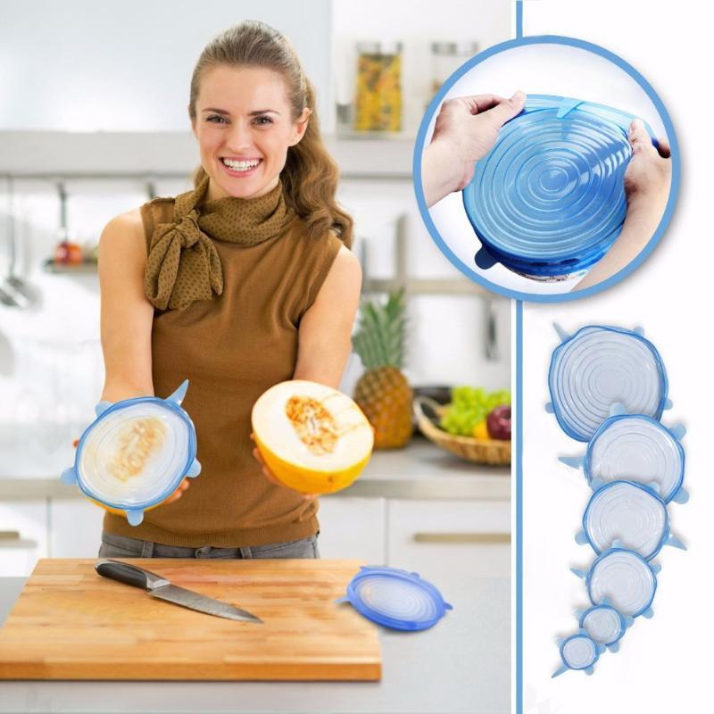 Reusable Silicone Stretch Lids Set, Replaces Plastic Wrap
