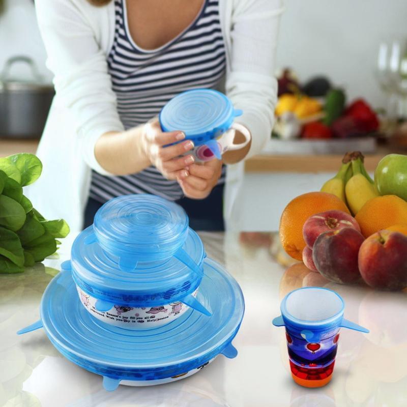 Reusable Silicone Stretch Lids Set, Replaces Plastic Wrap