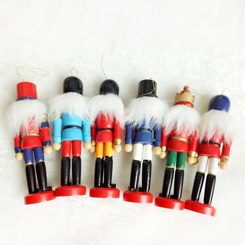 Nutcracker Ornament Set - 6 Wooden Soldier Tree Decorations