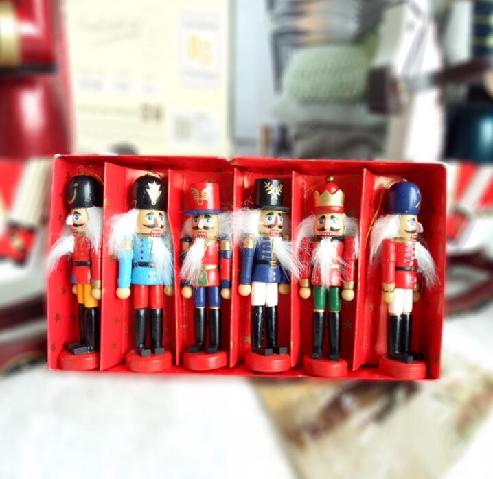 Nutcracker Ornament Set - 6 Wooden Soldier Tree Decorations