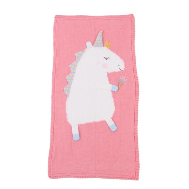 60x120cm Knitted Unicorn Baby Blanket for Cozy Naps
