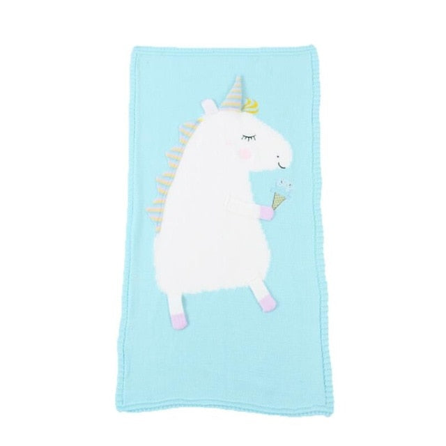 60x120cm Knitted Unicorn Baby Blanket for Cozy Naps
