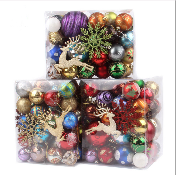 Christmas Tree Decorations Set: 60–70 Colorful Ornaments