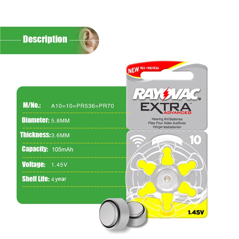 Size 10 Hearing Aid Batteries: Rayovac 60-Pack Value