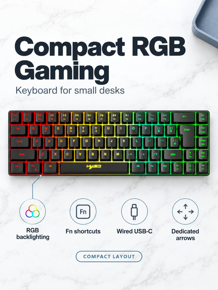 60% RGB Gaming Keyboard for Small Desks and Streaming
