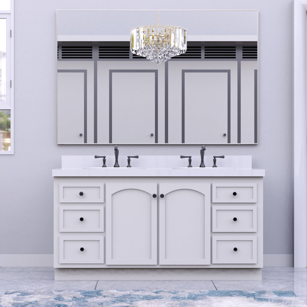 Oversized Bathroom Wall Mirror, 60 x 36 Inch Silver Frame