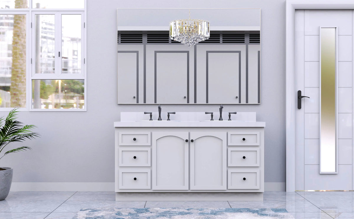 Oversized Bathroom Wall Mirror, 60 x 36 Inch Silver Frame