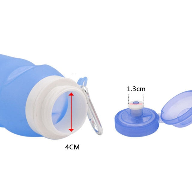 Collapsible Silicone Water Bottle 600ml for Hiking