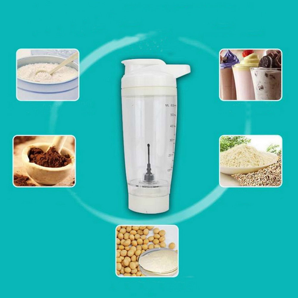 Electric Protein Shaker Bottle 600ml, Hands-Free Mixing