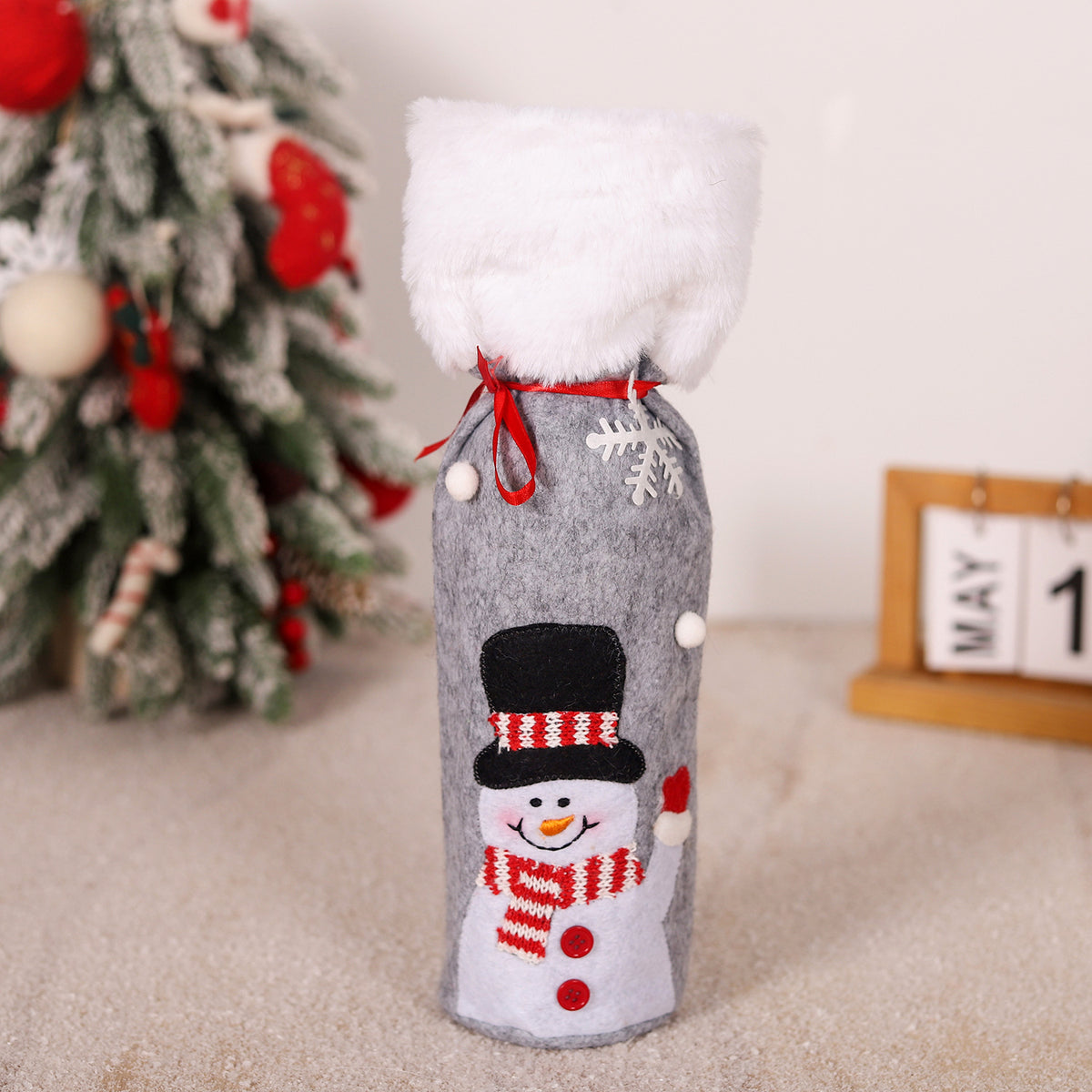 Christmas Wine Bottle Covers, 3-Pack Holiday Decor