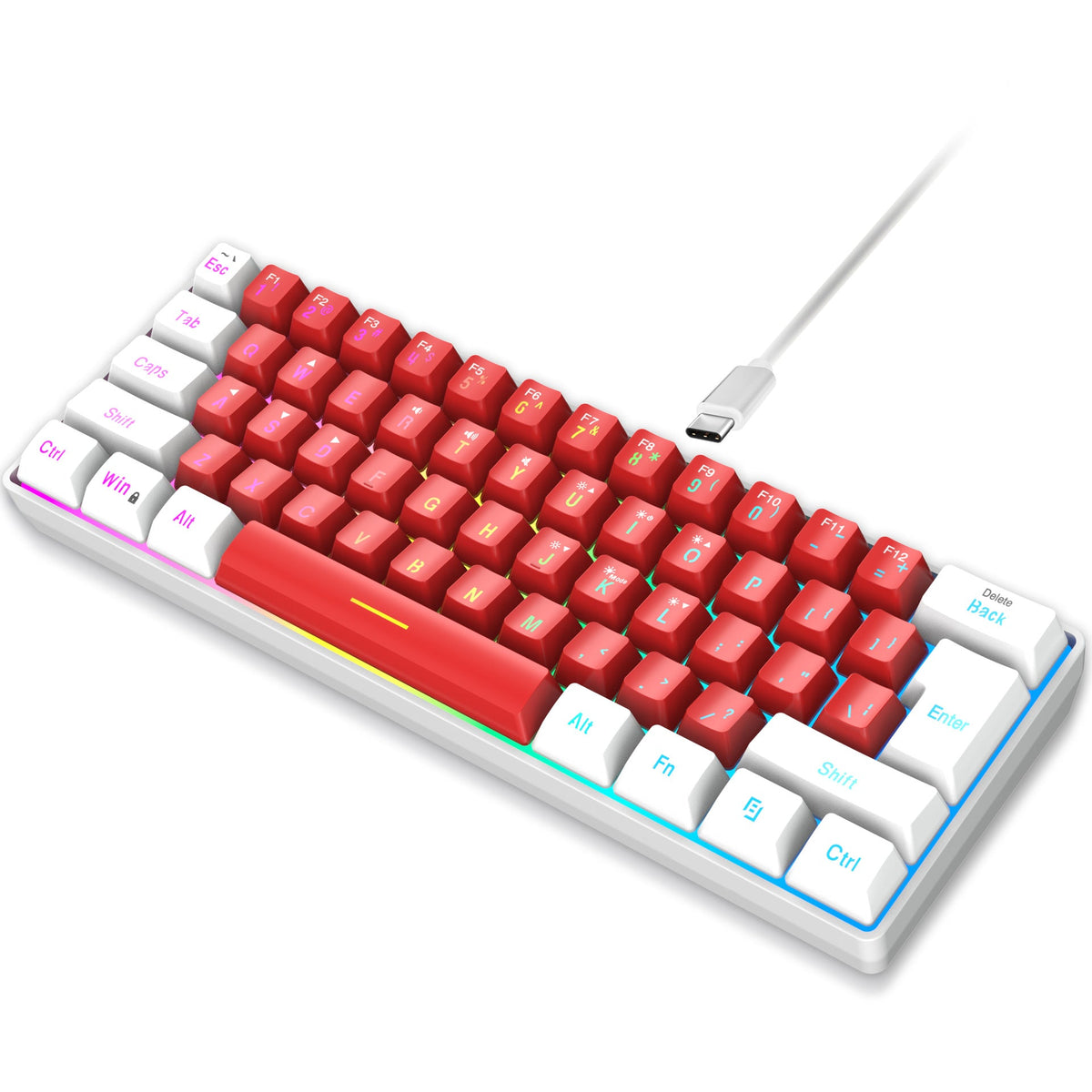 61-Key Compact RGB Gaming Keyboard for Small Desks