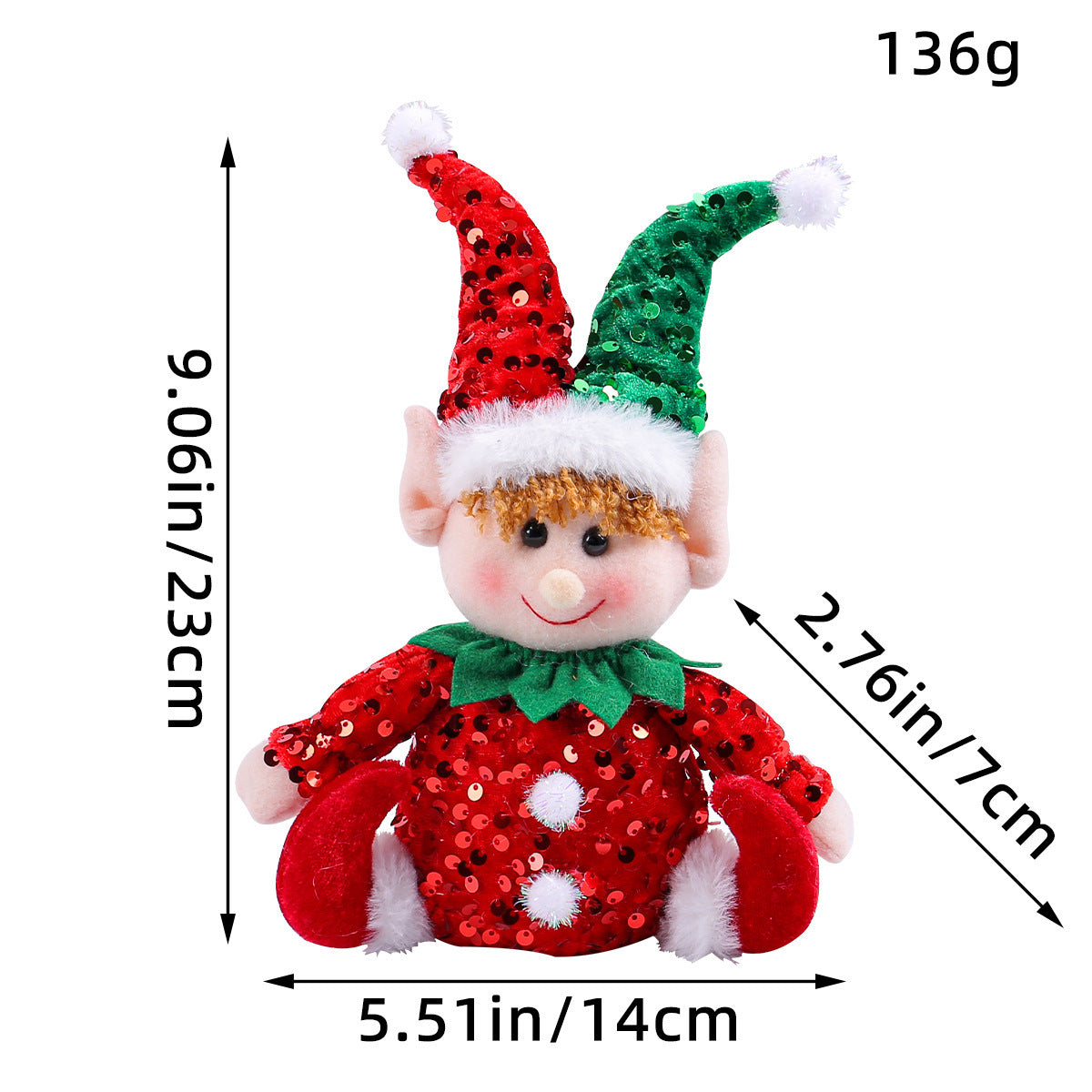 Christmas Elf Doll Set – Glittering Seated Duo Decor