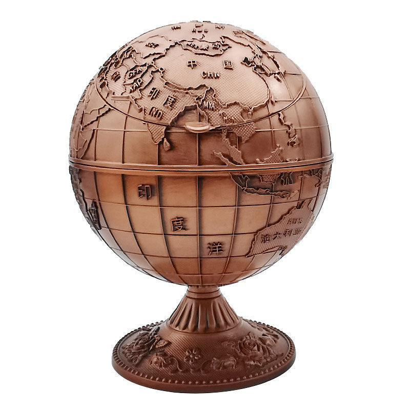 Lidded Globe Ashtray for Tidy, Clutter-Free Tabletops