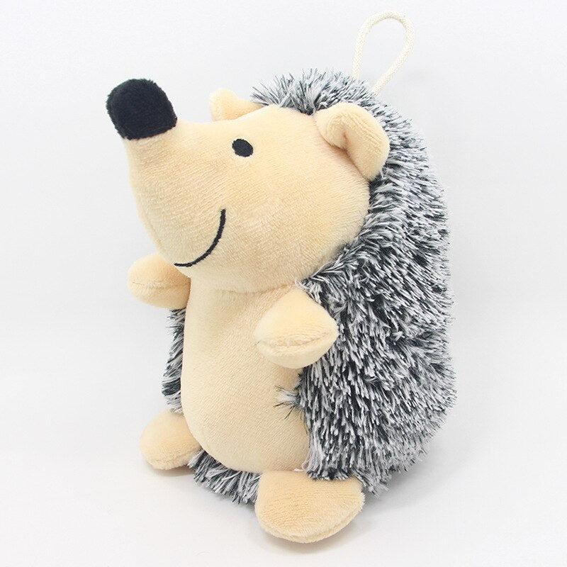 Hedgehog Plush Dog Toy for Squeaky Interactive Play