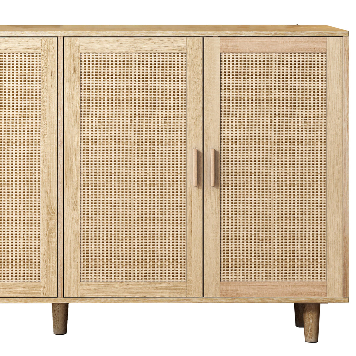 Rattan-Look Storage Cabinet with 4 Doors for Any Room