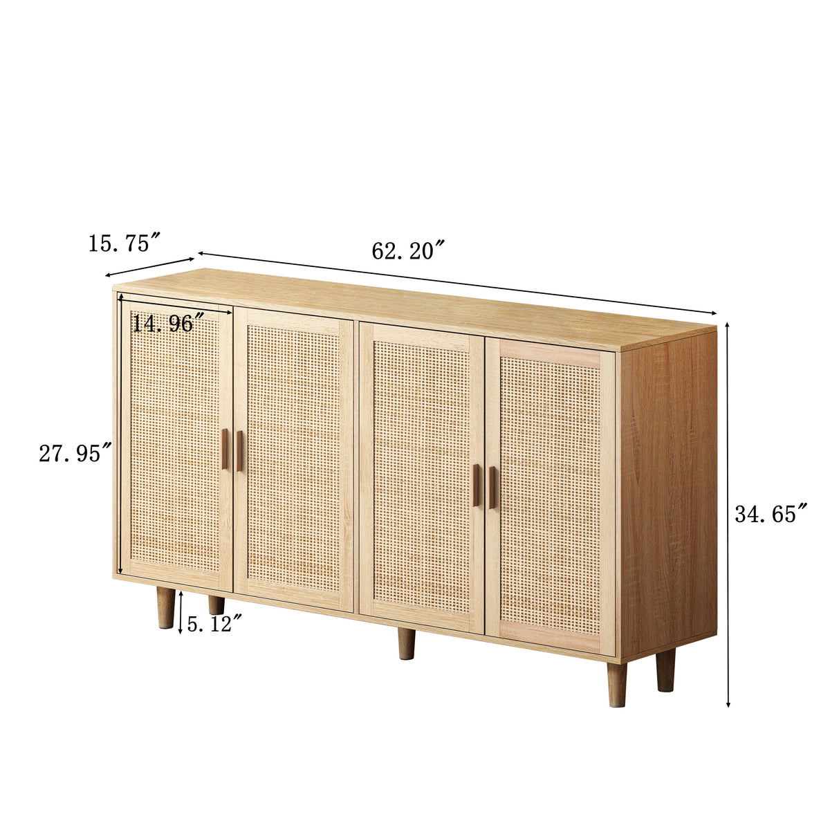 Rattan-Look Storage Cabinet with 4 Doors for Any Room