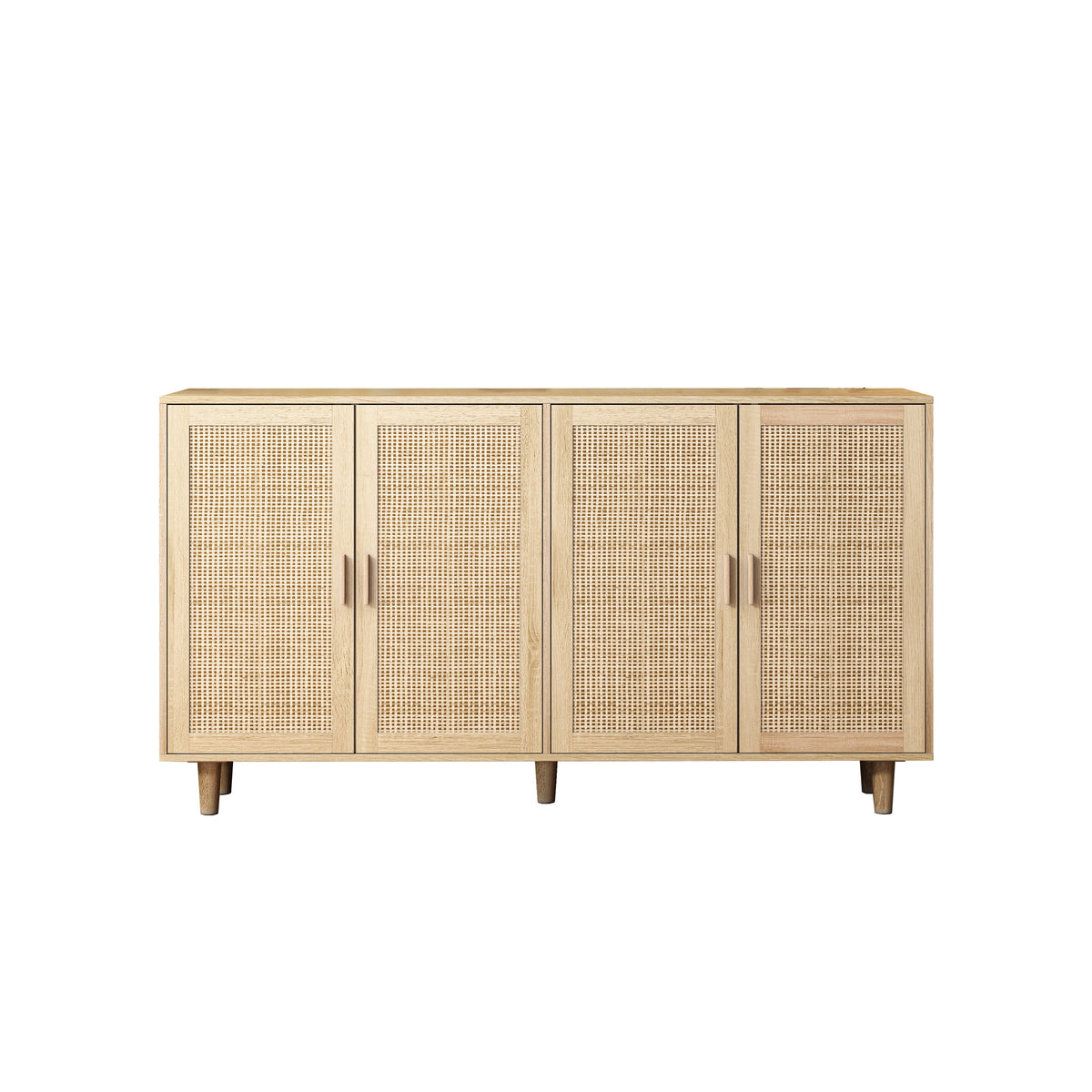 Rattan-Look Storage Cabinet with 4 Doors for Any Room