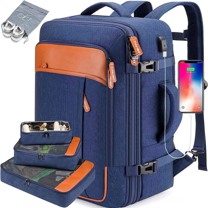Large Travel Backpack with USB Port & Packing Cubes