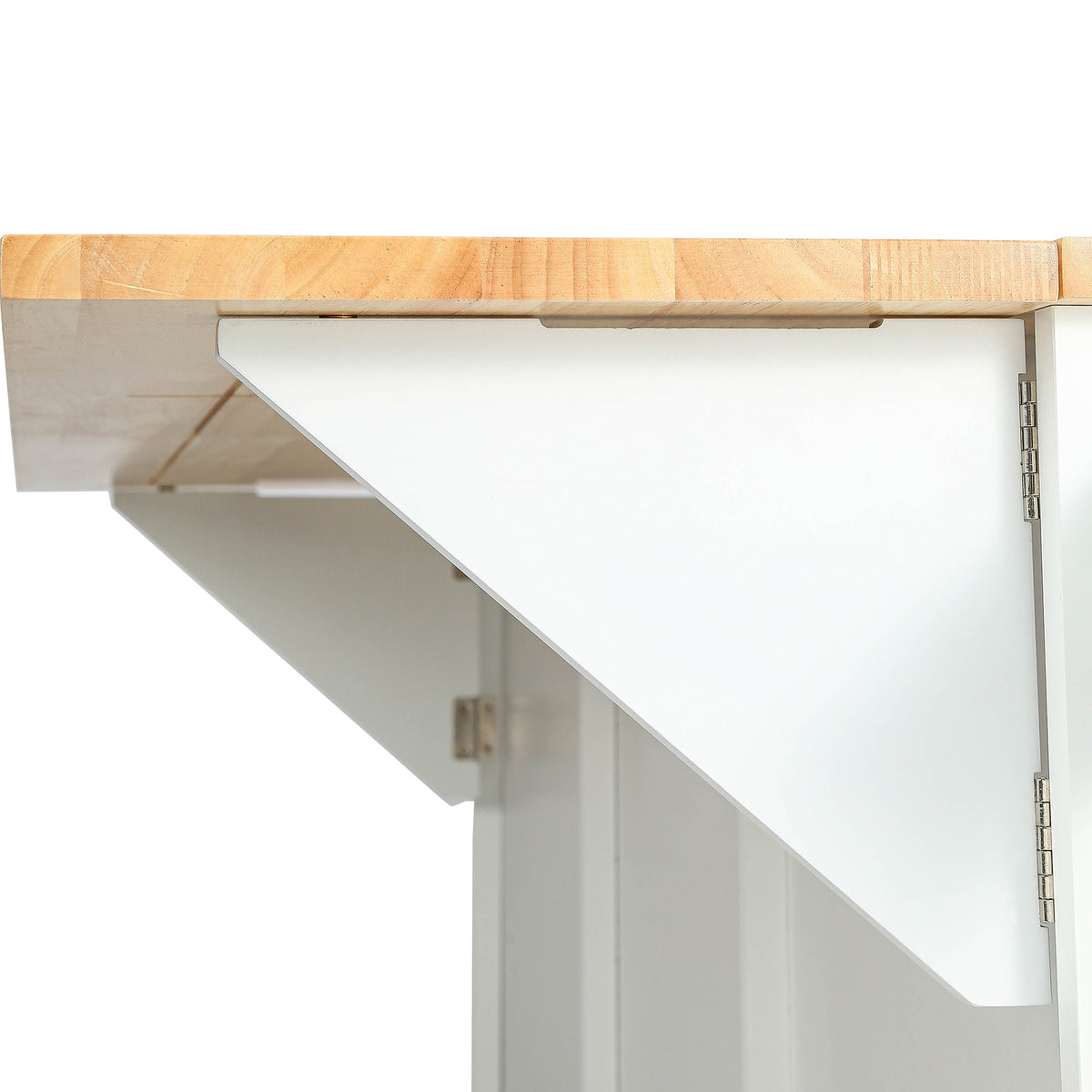 Rubber Wood Kitchen Island Cart with Drop Leaf Extensions