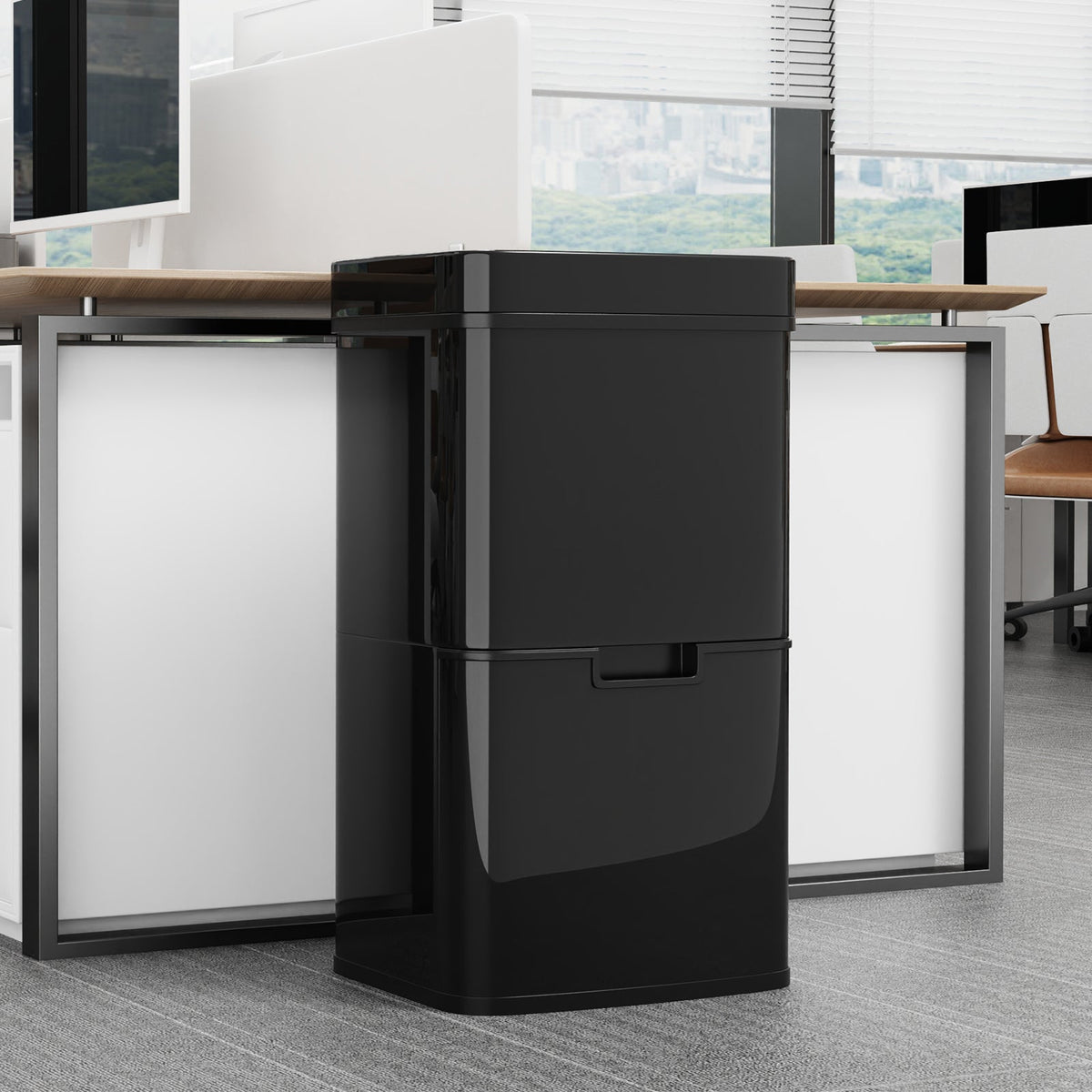 Hands-Free 62L Sensor Trash Can with Two Compartments