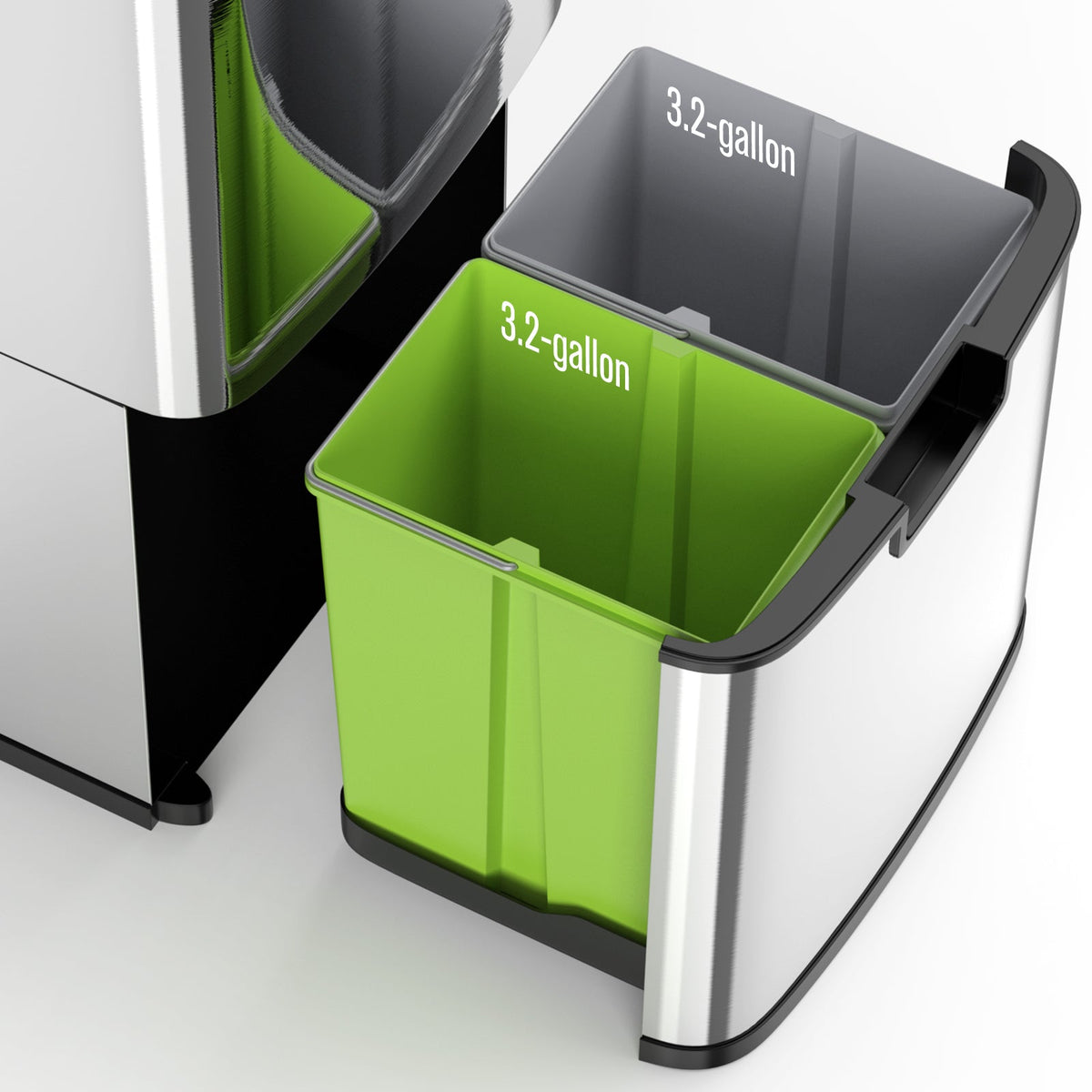 Kitchen Trash Can with Dual Compartments for Recycling