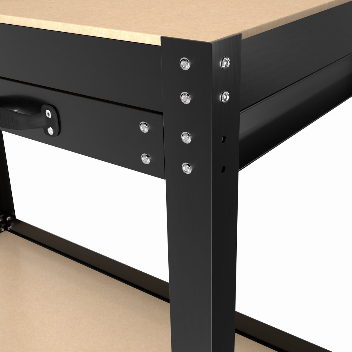 63-Inch Metal Workbench with Pegboard and Pull-Out Drawer