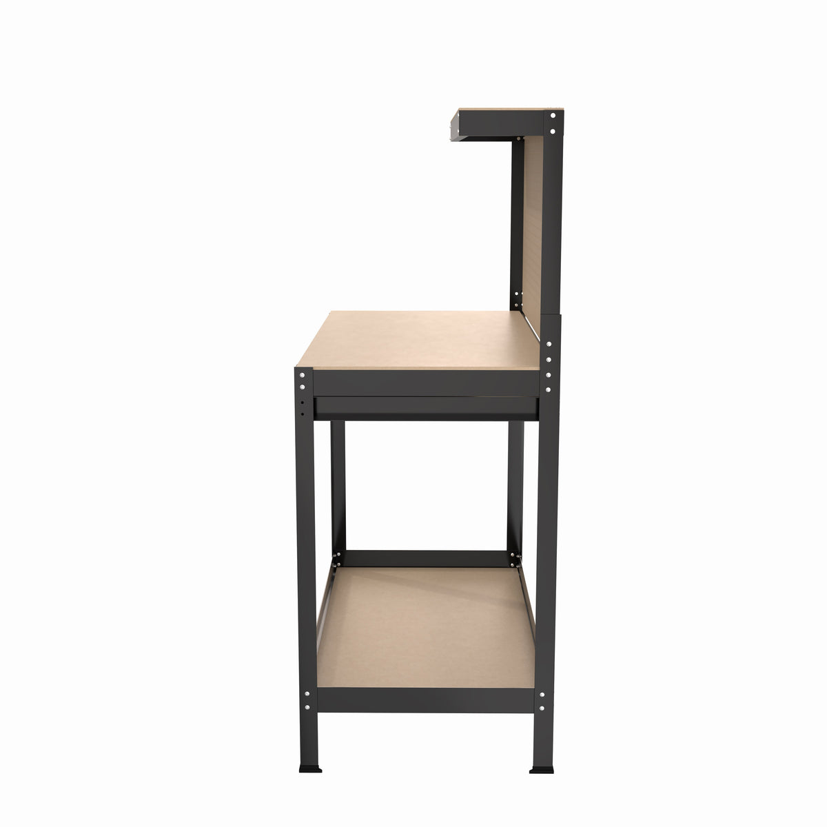63-Inch Metal Workbench with Pegboard and Pull-Out Drawer