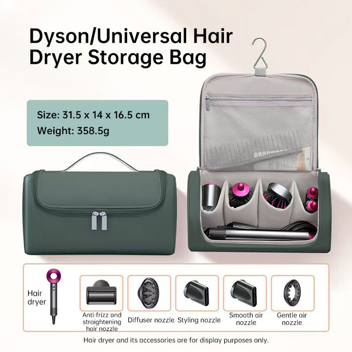 Hair Dryer Travel Bag with Padded Nozzle Compartments
