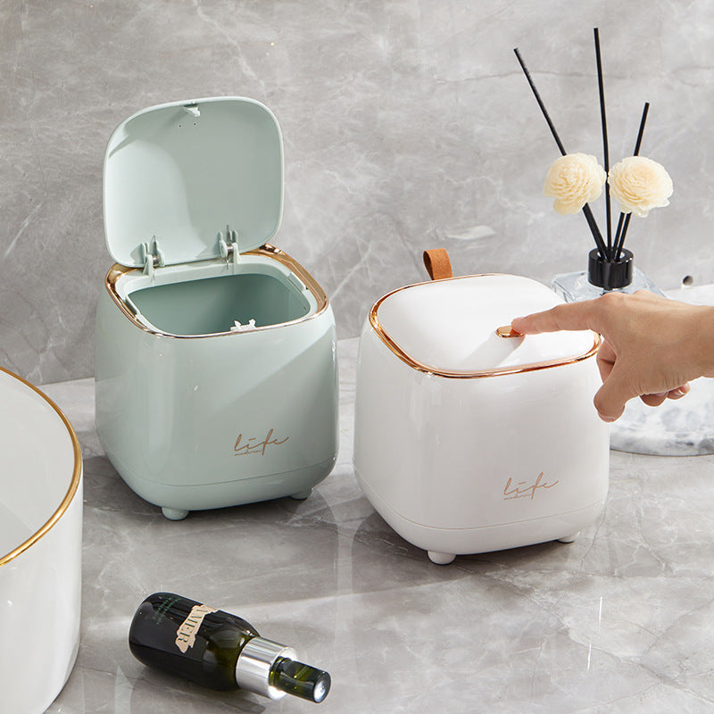 Press-to-Open Square Trash Can for Desk & Coffee Table